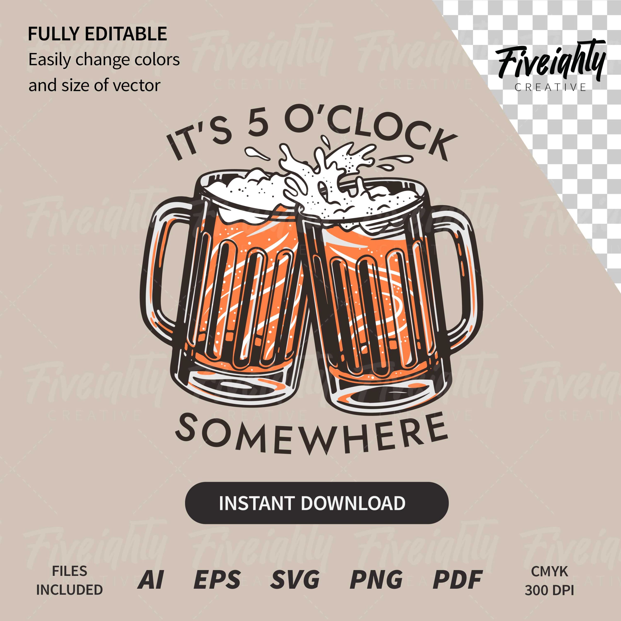 For Laughs – Its 5 O Clock Somewhere Vector Art